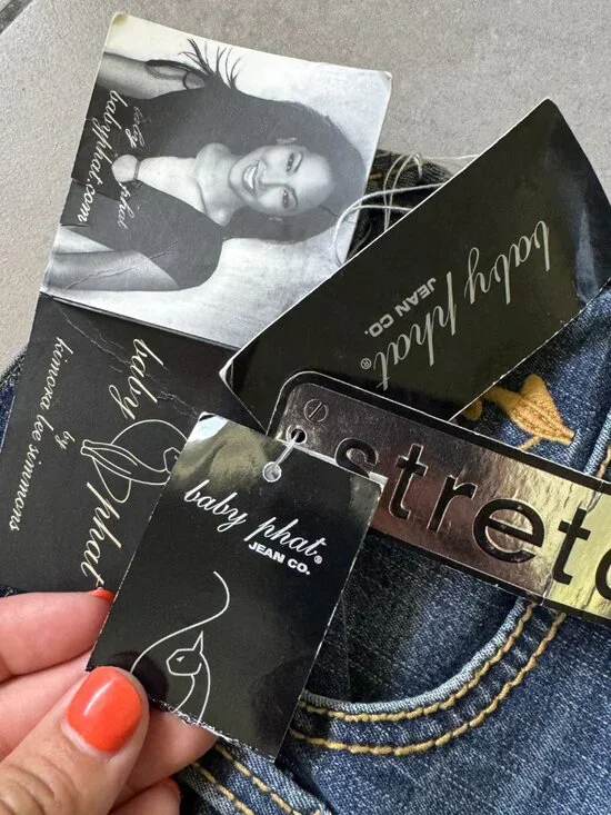 Baby Phat Y2K Jeans Size 1 Dark Wash Low Rise Cat Logo NWT - Picture 9 of 16